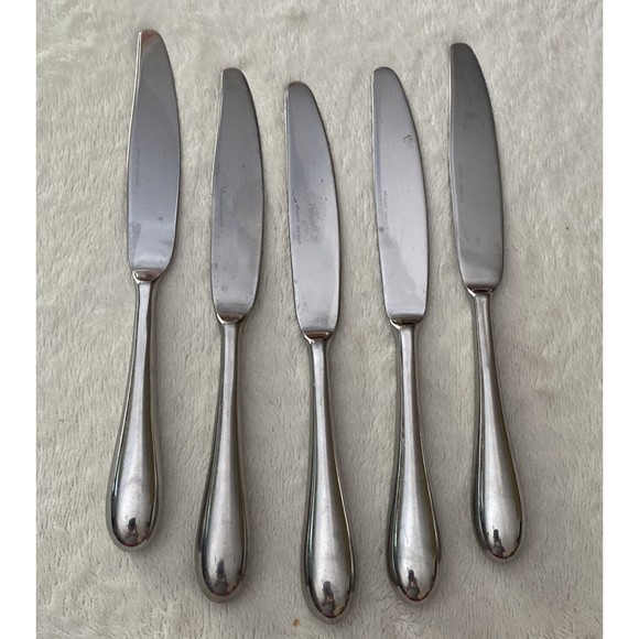 5 Modern Hollow Dinner Knives Gourmet Settings Stainless Alto 18/10 Plain Taper - Picture 4 of 8